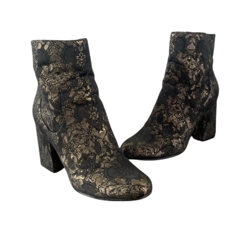 Marc Fisher Black and Gold Ankle Boots - Size 7.5